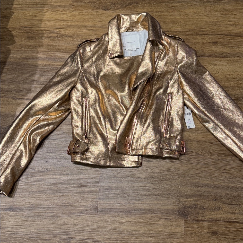 Anthropologie Metallic Bronze Moto Jacket